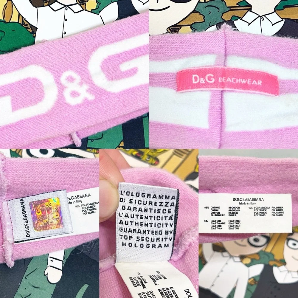 Authentic Dolce & Gabbana DG Beachwear Baby Pink & White Logo Headband